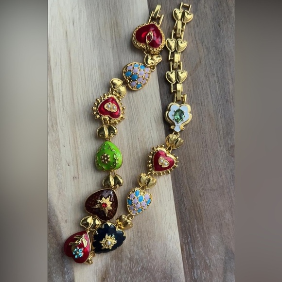 Gold heart choker coquette style necklace Y2K style fashion - Picture 2 of 3